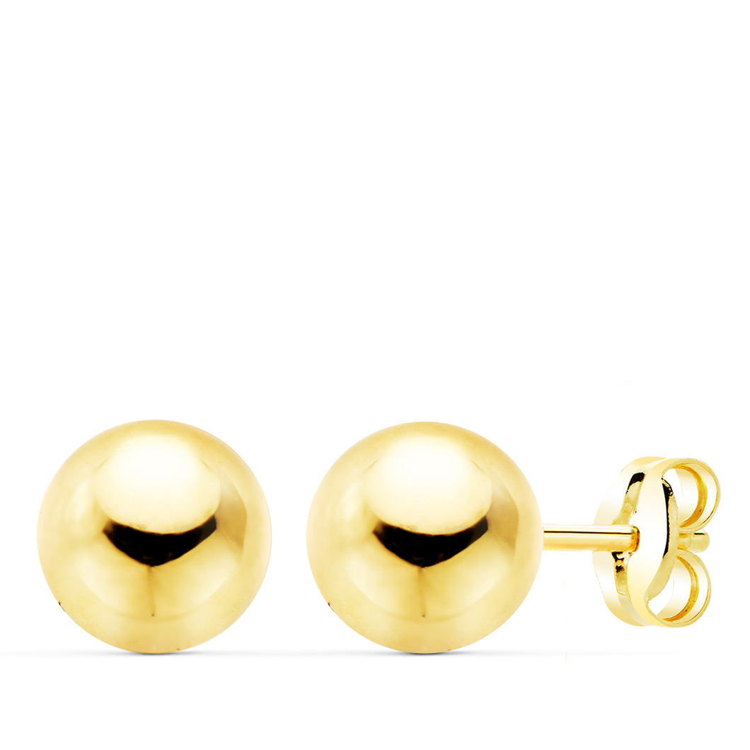 Pendientes oro 18 ktes Bola lisa 7mm Cierre de presión. Ref.AU18KPTE/0474/PM