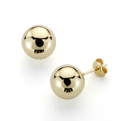 Pendientes oro 18 ktes Bola lisa 10mm Cierre de presión. Ref.AU18KPTE/0475/PM