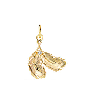 Colgante Oro 18 ktes Plumas y circonita 17X15mm. Ref.AU18KCOLG/16970/PM