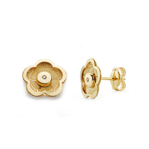 Pendientes oro 18 ktes Minimal Flor hilos con circonita 8mm Cierre de presión. Ref.AU18KPTE/18652/PM