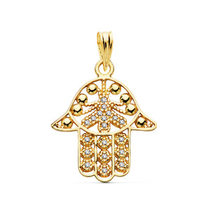 Colgante Oro 18 ktes Mano de Fátima circonitas. Ref.AU18KCOLG/MANOCIRC1/PM