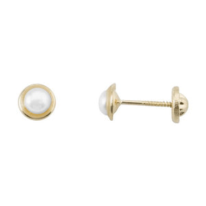 Pendientes bebé oro 18 ktes y Perla 3,5mm. Cierre rosca. Ref.AU18PTE/4174-P/A/PE/RGS