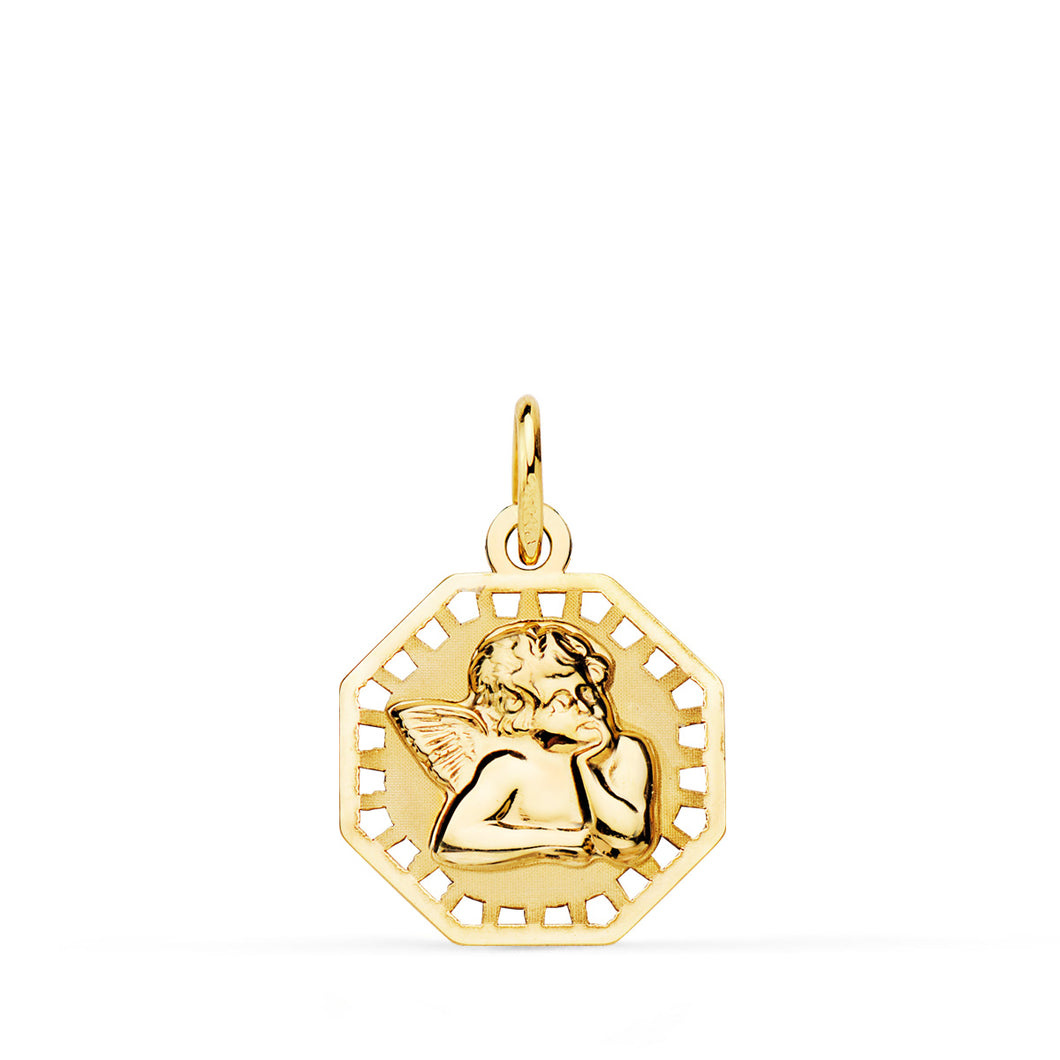 Medalla oro 18 ktes Angelito de Rafael Octogonal 14X14mm. Ref.AU18KPTE/P9316-817/PM